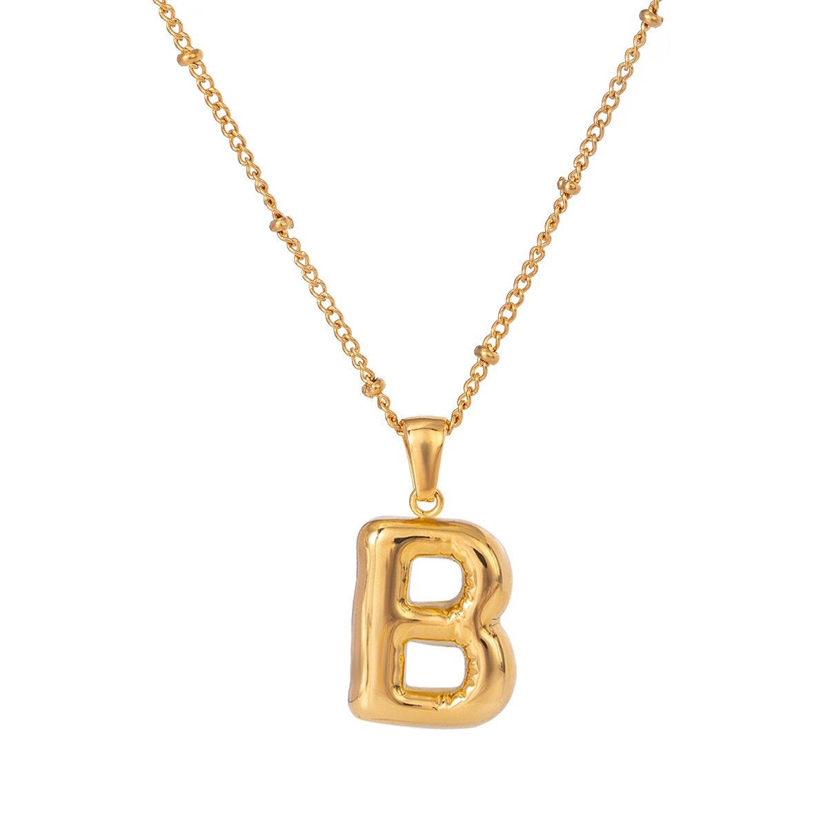 Gold color / 1 Piece Simple Casual Style Letter B Shape Stainless Steel 18K Gold Plated Women's Pendant Necklace Picture18